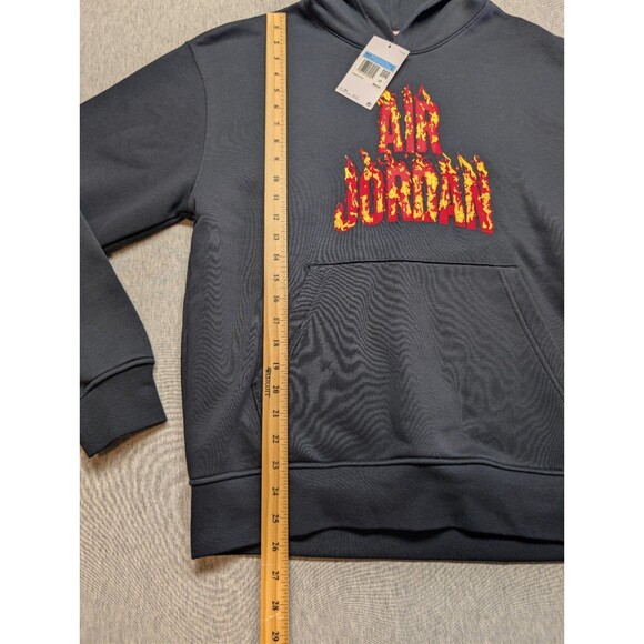 New Nike Air Jordan AJ5 Fire Graphic Fleece Pullover Mens Hoodie Size Medium - Picture 4 of 7